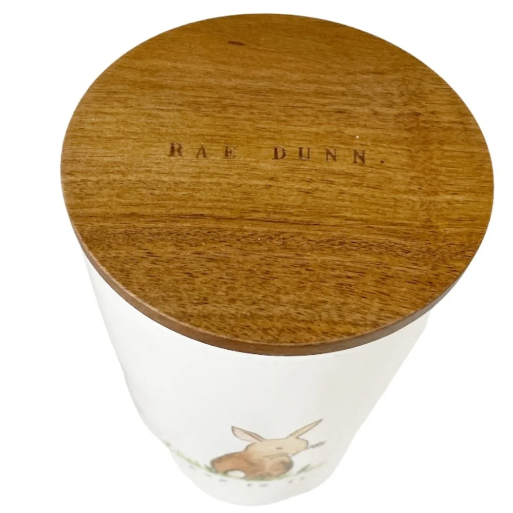 NEW Rae Dunn HOP TO IT 🐇🐇Canister w/Wooden Lid